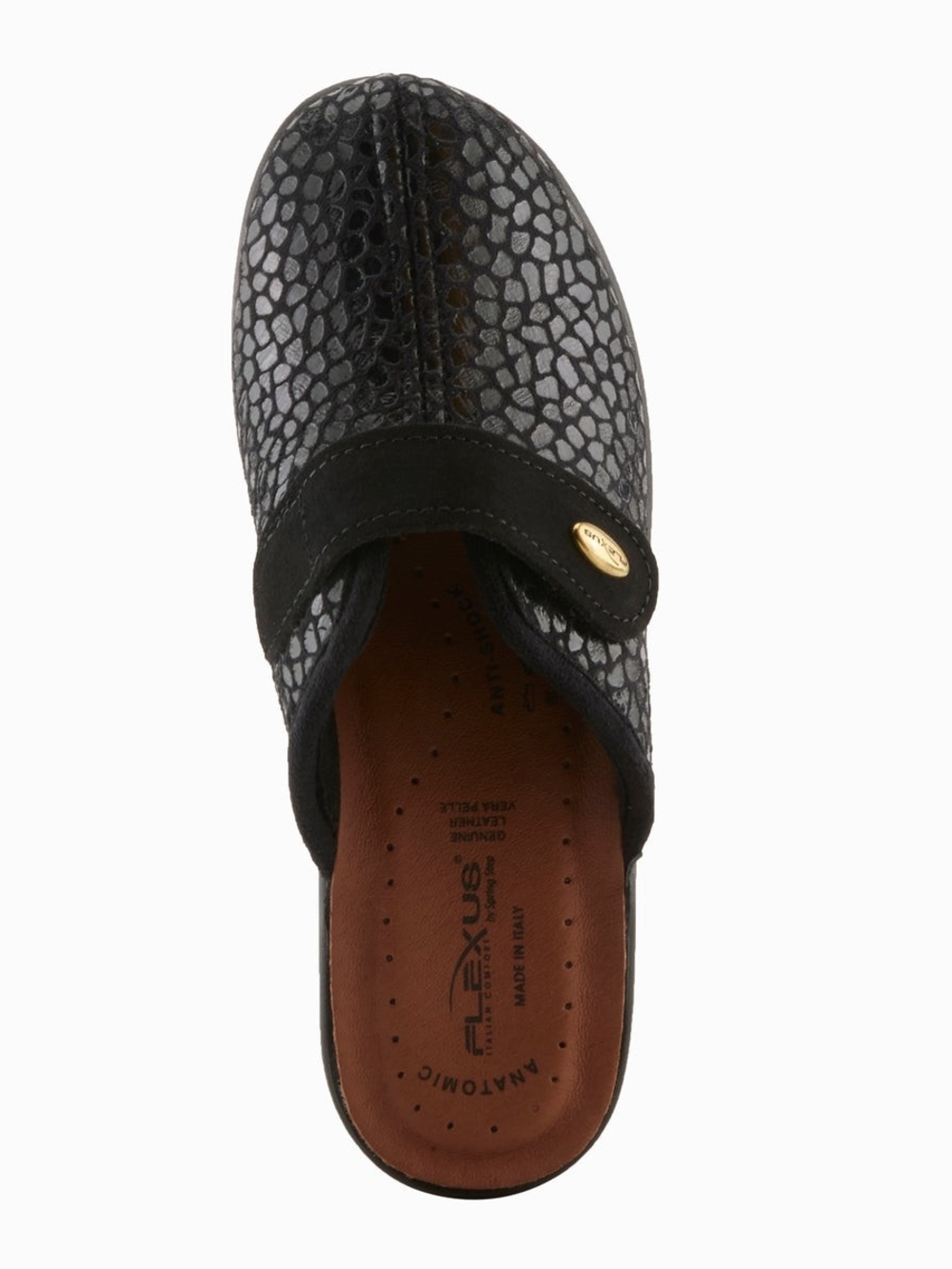 Spring Step Black Flexus Merula Textured Slip-On Mule with Adjustable Strap
